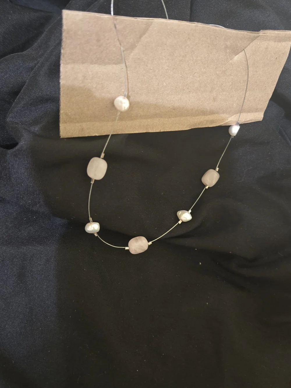 Sterling Silver 925 Rose Quartz Cultured Pearl Necklace 18in